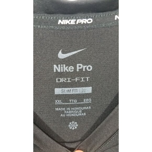 Nike Pro Dri-Fit Slim Fit Black Long Sleeve Shirt XXL 2XLPolyester - Picture 5 of 12